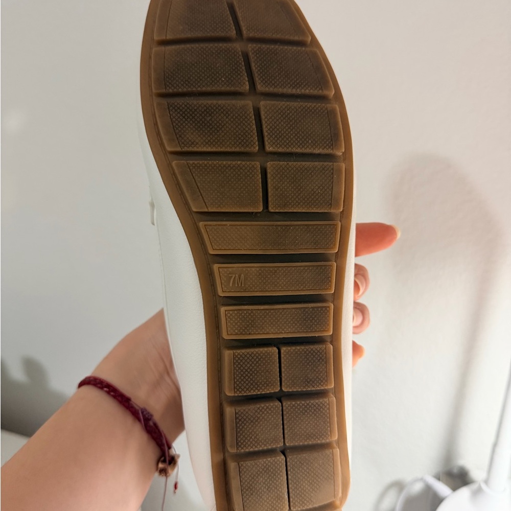 Tommy Hilfiger White Leather Penny Loafer with Brown Tread - Picture 4 of 5